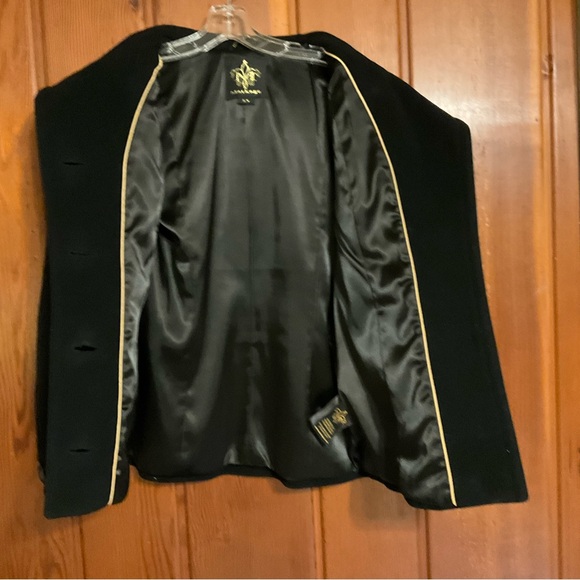 Mackage Black Wool & Leather Peacoat Size Medium #2328 - Picture 4 of 11